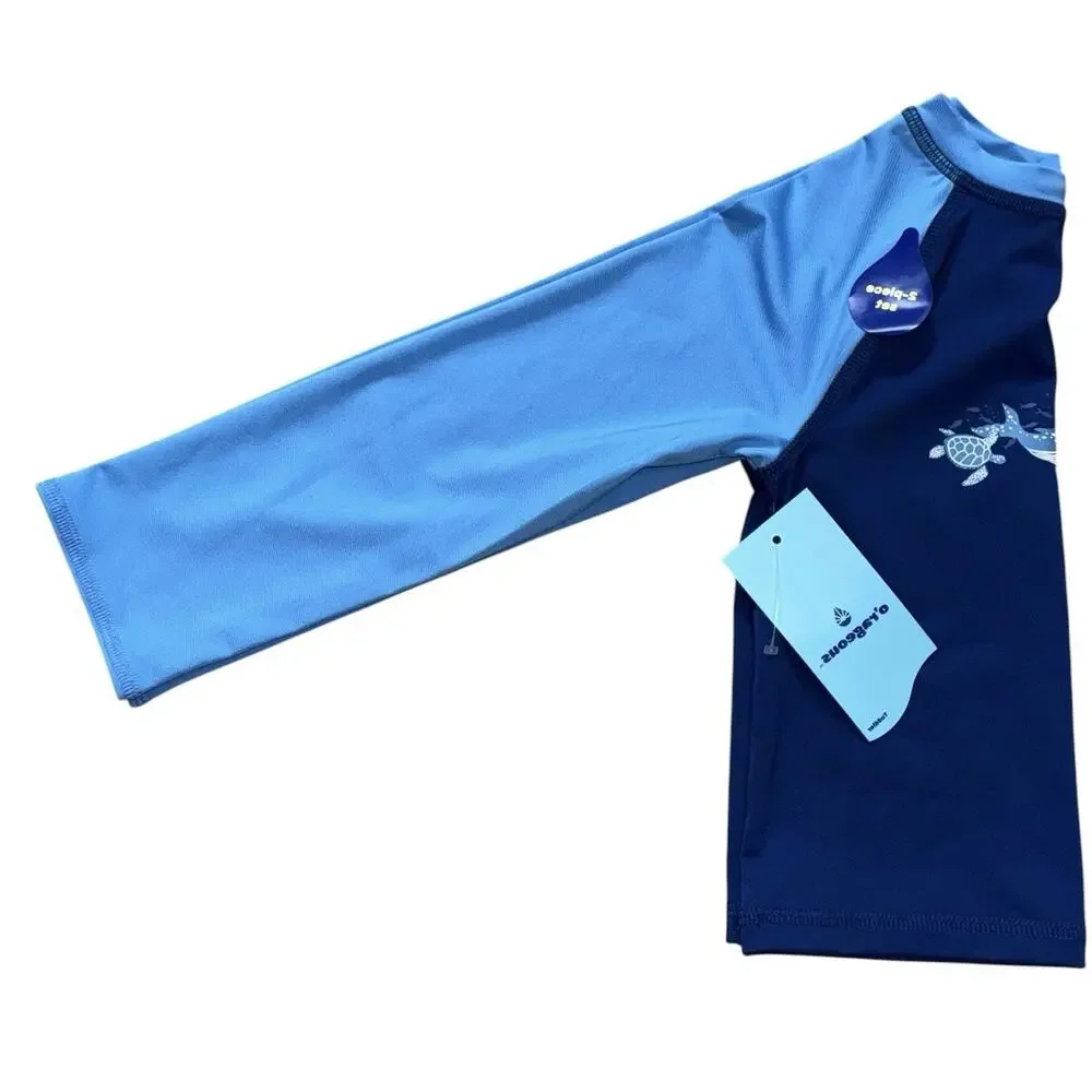 Rash Guard set Swim Blue Boys Shark Long Sleeves SZ/ 5/6